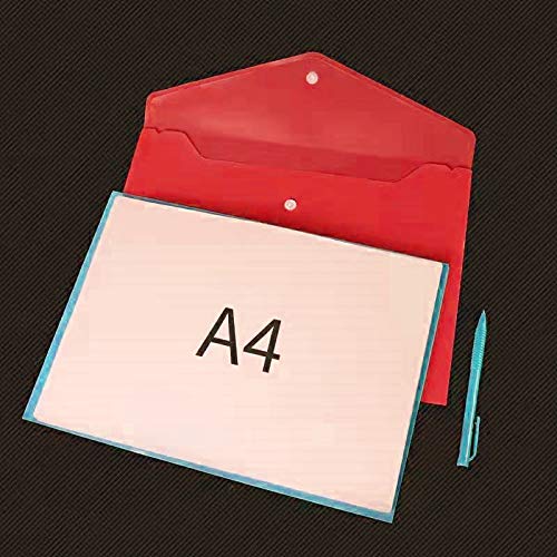 [Australia - AusPower] - Wiekyze Poly Envelope 12 Pcs Document Envelopes with Snap Button Quality Clear Document Folder for A4 Size (red) Red 