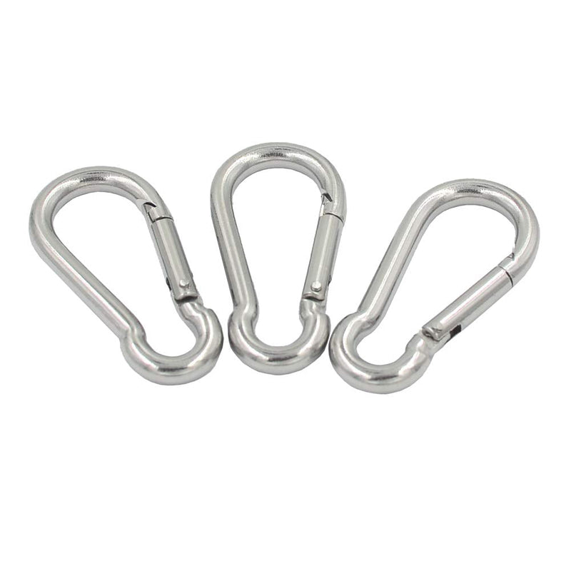 [Australia - AusPower] - DGOL 10pcs M5 304 Stainless Steel Carabiner Snap Spring Hook Outdoor D Ring Chain Quick Link Lock Fastner Size 2 inch x 1 inch 