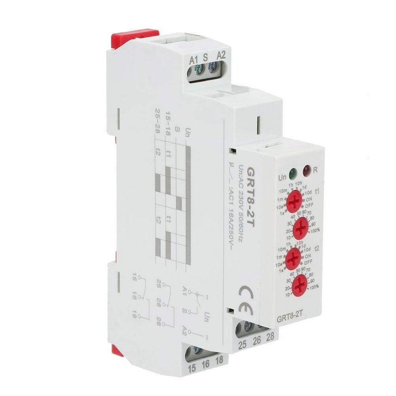 [Australia - AusPower] - Time Delay Relay, GRT8-2T Mini Rail Mount Double Delay Relay with LED Indicator AC 0.7-3VA/DC 0.5-1.7W(A230) 