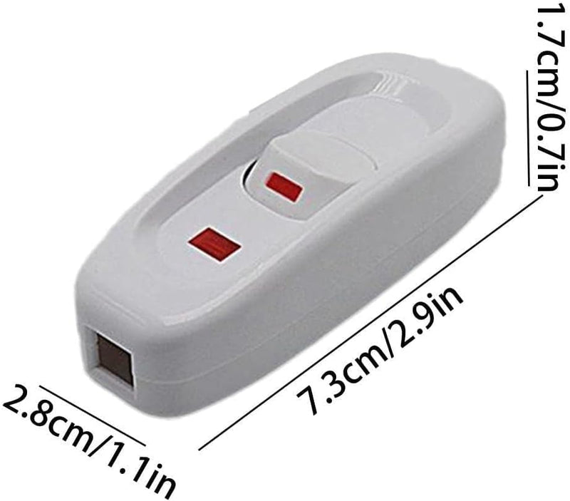 [Australia - AusPower] - SquarezhenBo White ON/Off Inline Switch,Inline Table Lamp Desk Light Cord Cable Switch,ON/Off Switch Lampstand Turn Cable Lamp,Lamp Switch Replacement,Electrical Light Switches(110-250V) 
