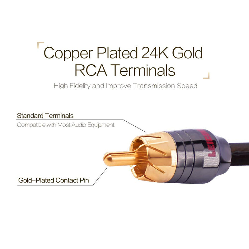 [Australia - AusPower] - LEIGESAUDIO 1ft 1 Male to 2 Female RCA Y Adapter Splitter Connector (2 Pack) (1 Male to 2 Female) 1M2F (Advanced Edition) 