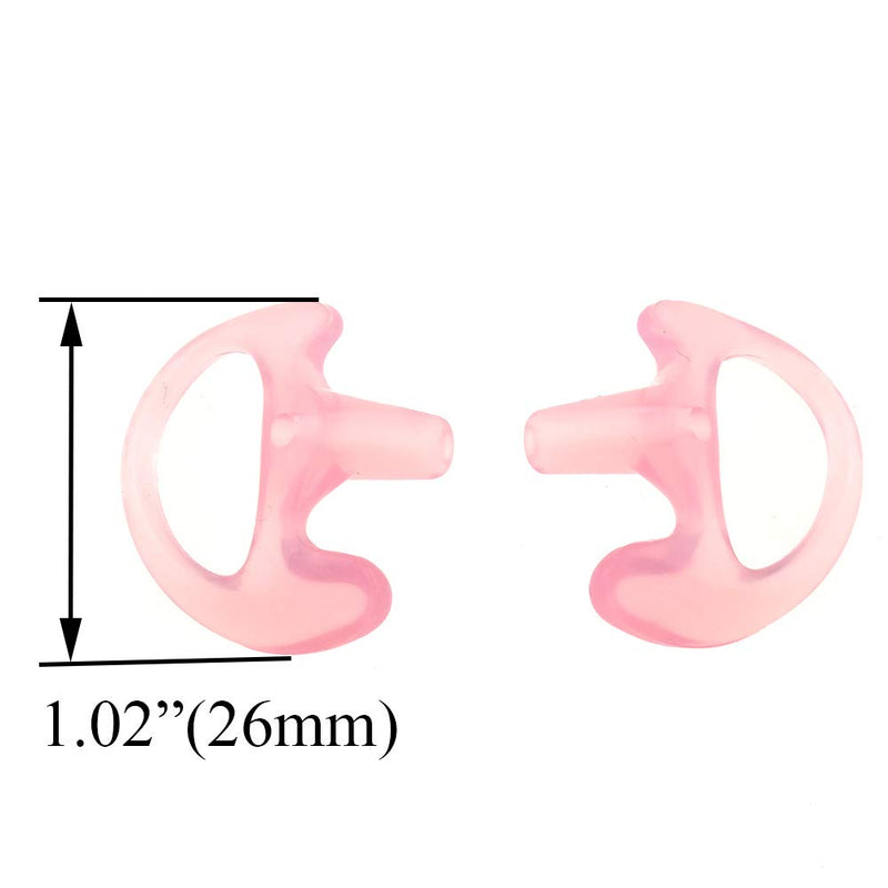 [Australia - AusPower] - Hahiyo 2.6cm Diameter Ear Mold Replacement Ergonomics Soft Silicone Breathable Ear Insert Earbud Earplug Ear Piece Left Right Pink 2 Pairs for Two Way Radio Acoustic Coil Tube Headset Earphone 