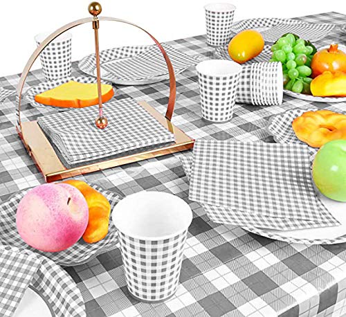 [Australia - AusPower] - Gatherfun Disposable Paper Napkins Grey and White Gingham for Dinner Picnic and Parties (Pack of 50) Gray Plaid 50 Count (Pack of 1) 