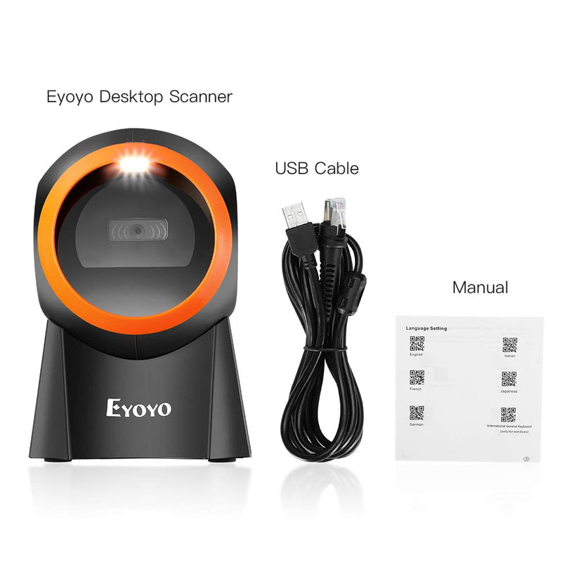 [Australia - AusPower] - Eyoyo Hands-Free 1D 2D Desktop Barcode Scanner, QR Barcode Reader Support Screen Scanning Platform Scanner for Warehouse, Supermarket, Retail Store, Bookstore Pos System 