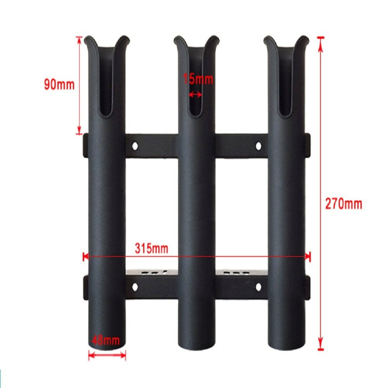 [Australia - AusPower] - Kglobal Fishing Rod Holder Bracket, Tube 3 Rod Rack, Fishing Rod for Boat Kayak Garage Storage or Truck with Screws Side-Mount Black 