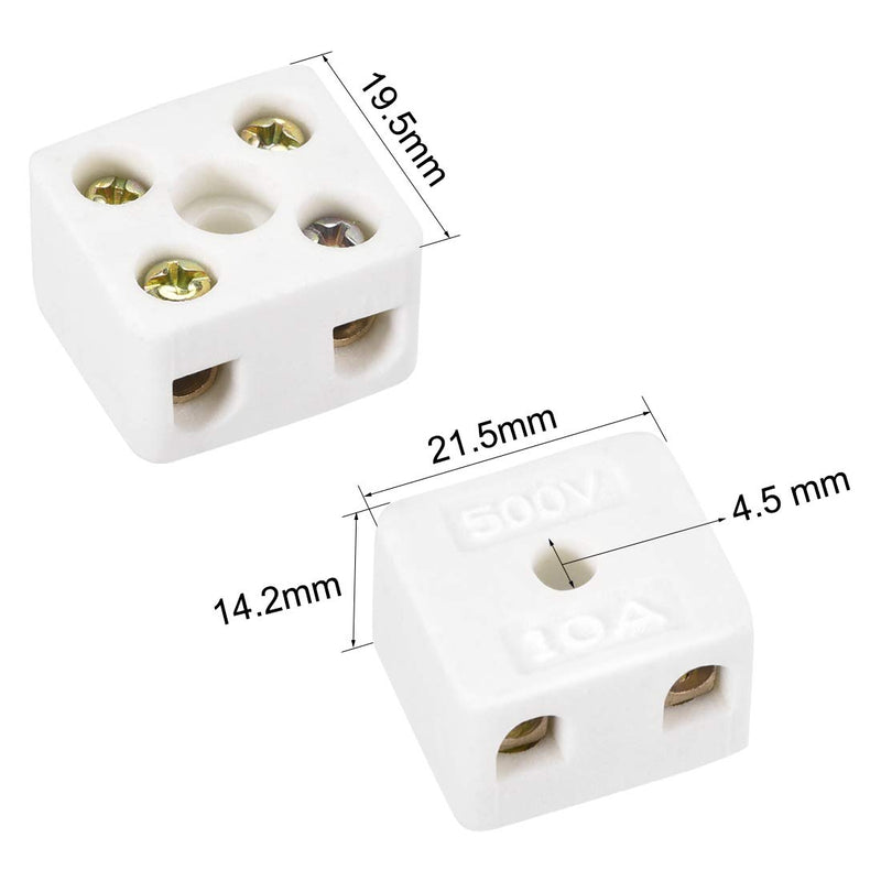 [Australia - AusPower] - uxcell 2 Way Ceramics Terminal Blocks High Temp Porcelain Ceramic Connectors 21.5x19.5x14.2mm for Electrical Wire Cable 10 Pcs 