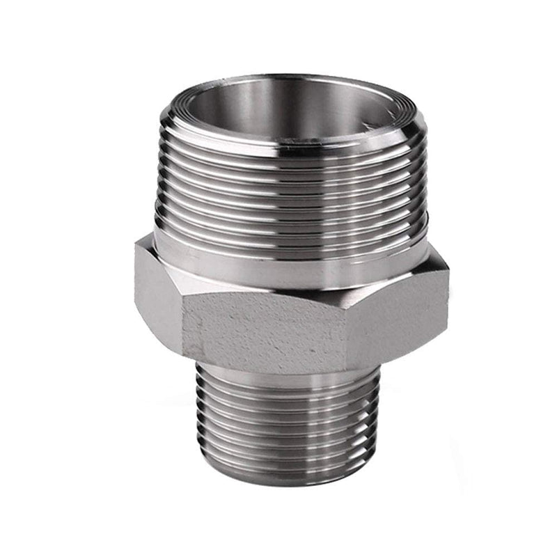 [Australia - AusPower] - Pysrych Stainless Steel 304 Forged Pipe Fitting, Reducing Hex Nipple, 3/4" NPT Male x 3/8" NPT Male Reducer Straight Connector, 3000psi 3/4" Mnpt x3/8" Mnpt 