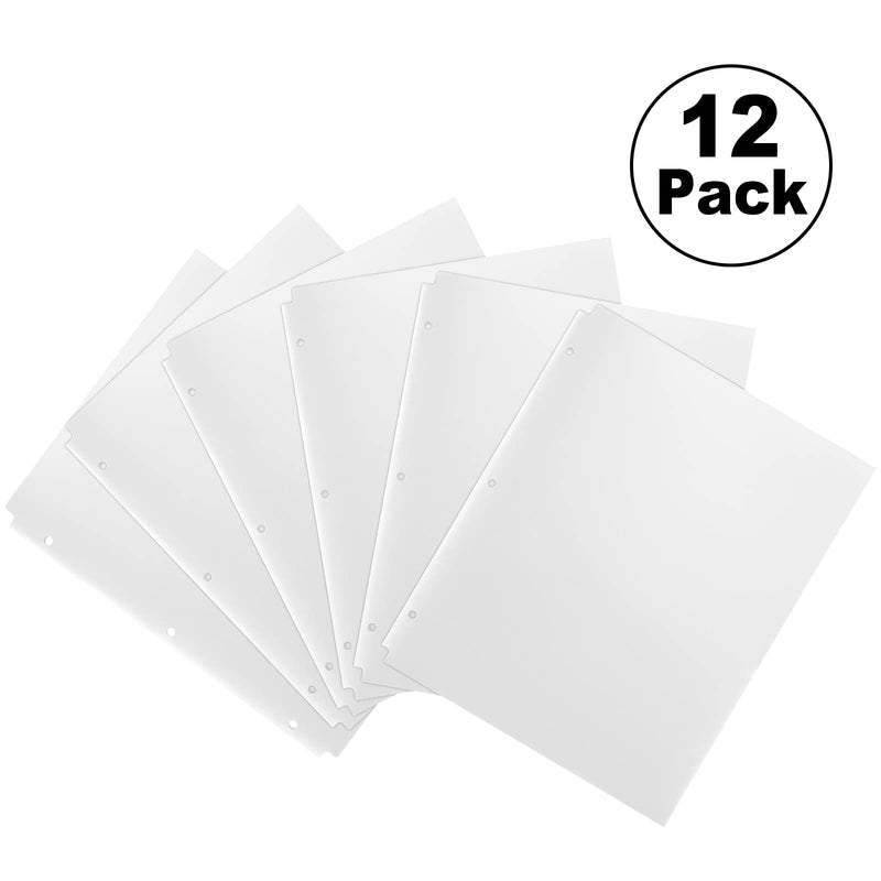 [Australia - AusPower] - Comix Plastic Folders with 2 Pocket and 3 Holes, Binder Folders with Pockets Hold Letter Size Paper for School and Office,12 Pack (A2140White) New White 
