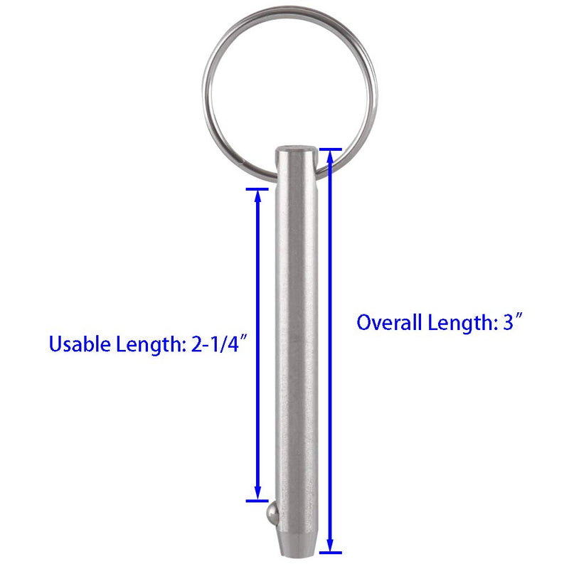 [Australia - AusPower] - 4 Pack Quick Release Pins, Diameter 5/16"(8mm), Usable Length: 2-1/4"(57mm), Full 316 Stainless Steel, Bimini Top Pin, Marine Hardware, All Parts are Made of 316 Stainless Steel 
