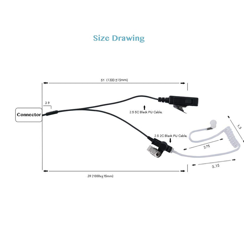 [Australia - AusPower] - 2-Wire Covert Acoustic Tube Surveillance Earpiece Headset Mic PTT Kit for Motorola XPR3500e XPR3000 XPR3300 XPR3300e XPR3500 Two Way Radio Walkie Talkie by Klykon 