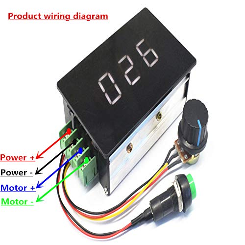 [Australia - AusPower] - PWM DC 6-60V 12V 24V 36V 48V 30A 1500W PWM DC Motor Speed Controller Speed Adjustable Stepless Governor Regulator, Motor Speed Controller with Start Stop Switch with Digital Display PWM 30A 
