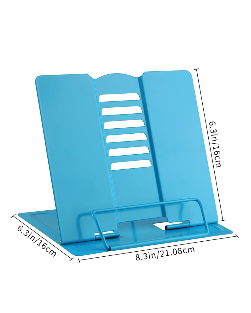 [Australia - AusPower] - MSDADA Book Stand Metal Reading Rest Book Holder Adjustable Cookbook Documents Holder Portable Sturdy Bookstands for Recipes Textbooks Tablet Music Books with Page Clips (Sky Blue) Sky Blue 