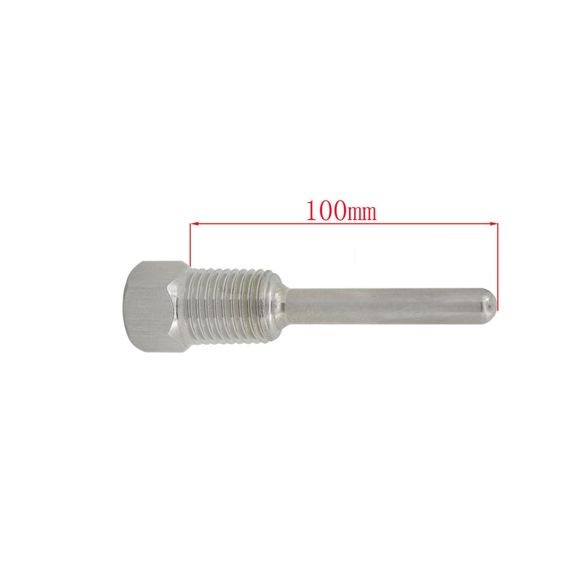 [Australia - AusPower] - 1/4 inch - weldless thermowell Stainless Steel 304 for Temperature Sensor Homebrew Brewing Thermometer Immersion Well 30 50 100 200 300 400 500mm (Length 100mm) Length 100mm 