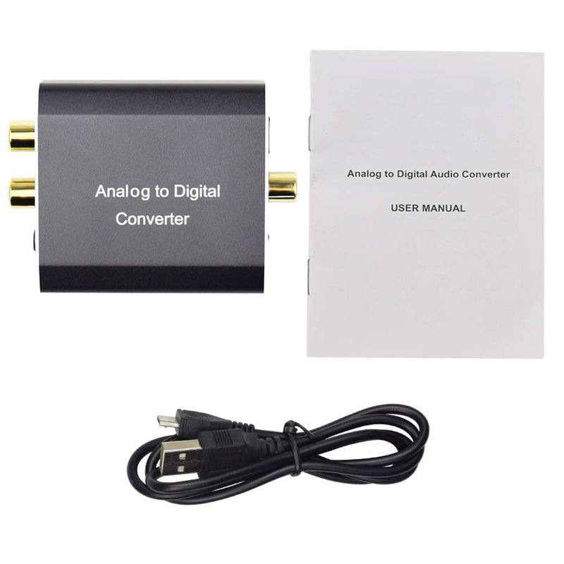 [Australia - AusPower] - Analog to Digital Audio Converter, Tohilkel 2RCA R/L or 3.5 mm Jack Aux to Toslink SPDIF Optical and Coaxial, Support Dual Ports Output Simultaneously, with Power Adapter 