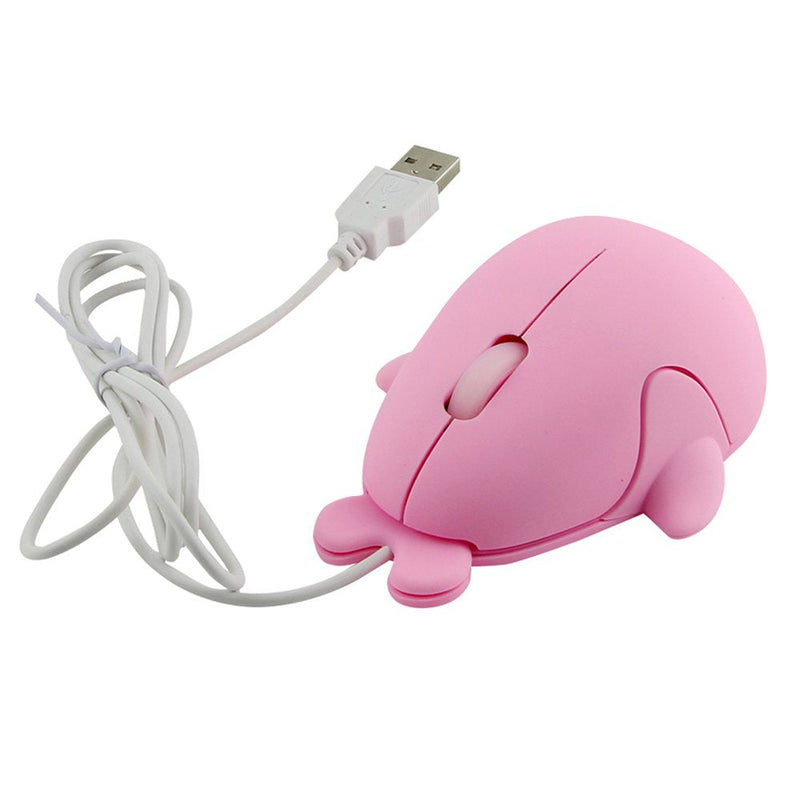 [Australia - AusPower] - Fashionable Cute Animal Baby Dolphin Shape USB Wired Mouse 1600 DPI Optical Mice Mini Small Kids Children Mice for PC Laptop Computer (Pink) Pink 