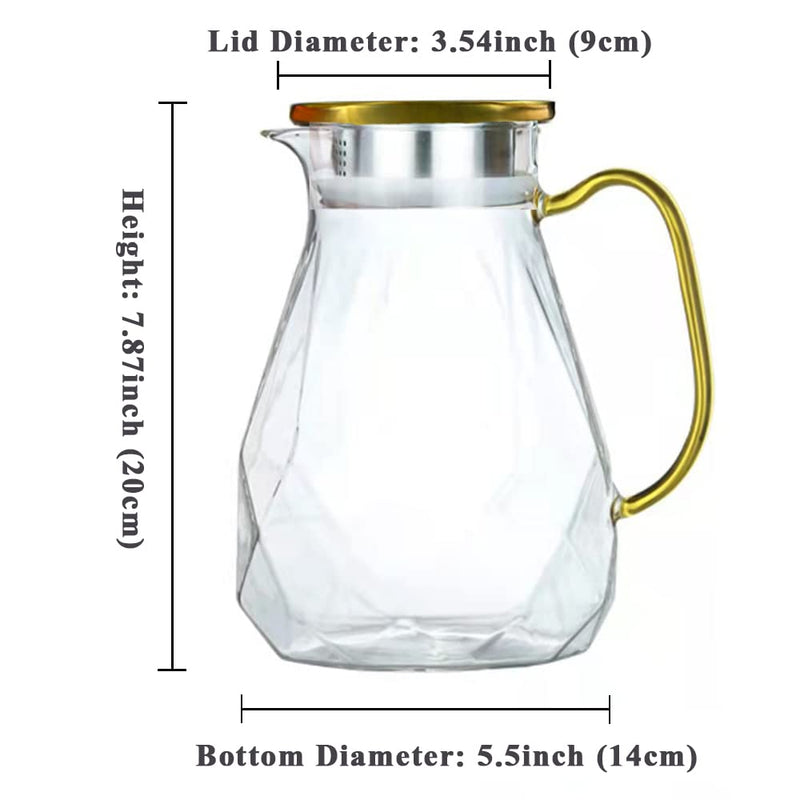[Australia - AusPower] - Jitejoe Glass Pitcher 61oz Large Carafe with Lid Easy Clean Heat Resistant Borosilicate Boiling Glassware Water Jug for Juice,Milk,Coffee,Ice Iced Tea,Lemonade,Cold or Hot Beverages (61oz Carafe) 61 oz Carafe 