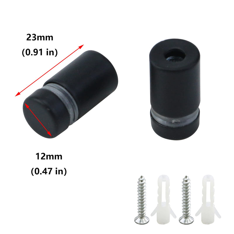 [Australia - AusPower] - Antrader 12 Pack Stainless Steel Glass Standoff 1/2" x 3/4", Wall Mount Standoff Holder Screw Advertise Fixing Nail Sign Mounting Hardware, Matte Black 1/2" x 3/4" (12 x 20mm) 