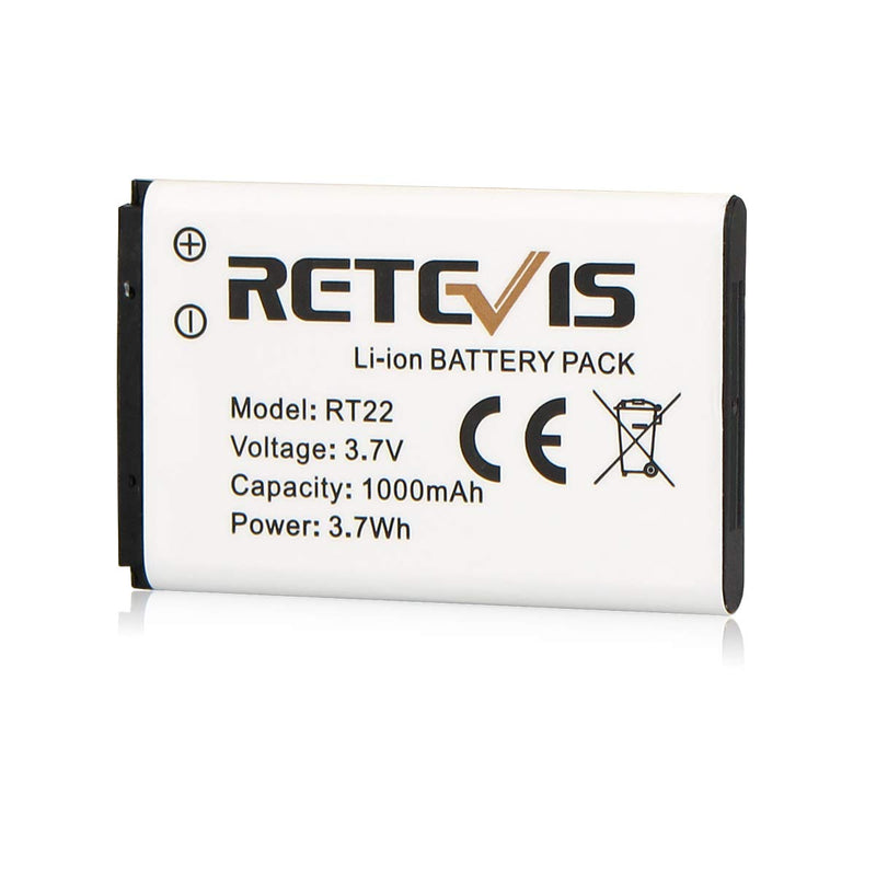 [Australia - AusPower] - Retevis RT22 RT22S RT15 RT19 Battery Walkie Talkie Original Li-ion Battery 3.7V 1000mAh Compatible with Retevis RT22 RT22S RT15 RT19 WLN KD-C1 Two Way Radio(2 Pack) 