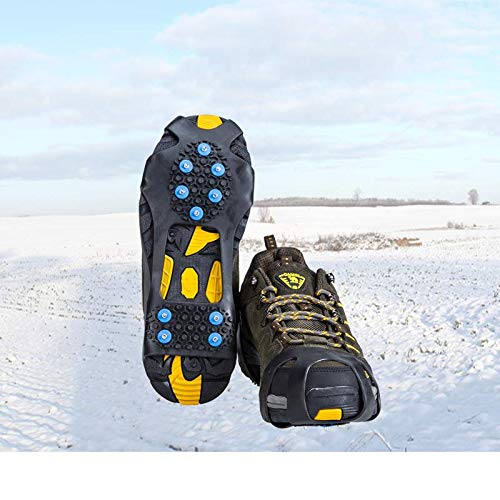 [Australia - AusPower] - willceal Ice Cleats, Ice Grippers Traction Cleats Shoes and Boots Rubber Snow Shoe Spikes Crampons with 10 Steel Studs Cleats Prevent Outdoor Activities from Wrestling Blue Large 