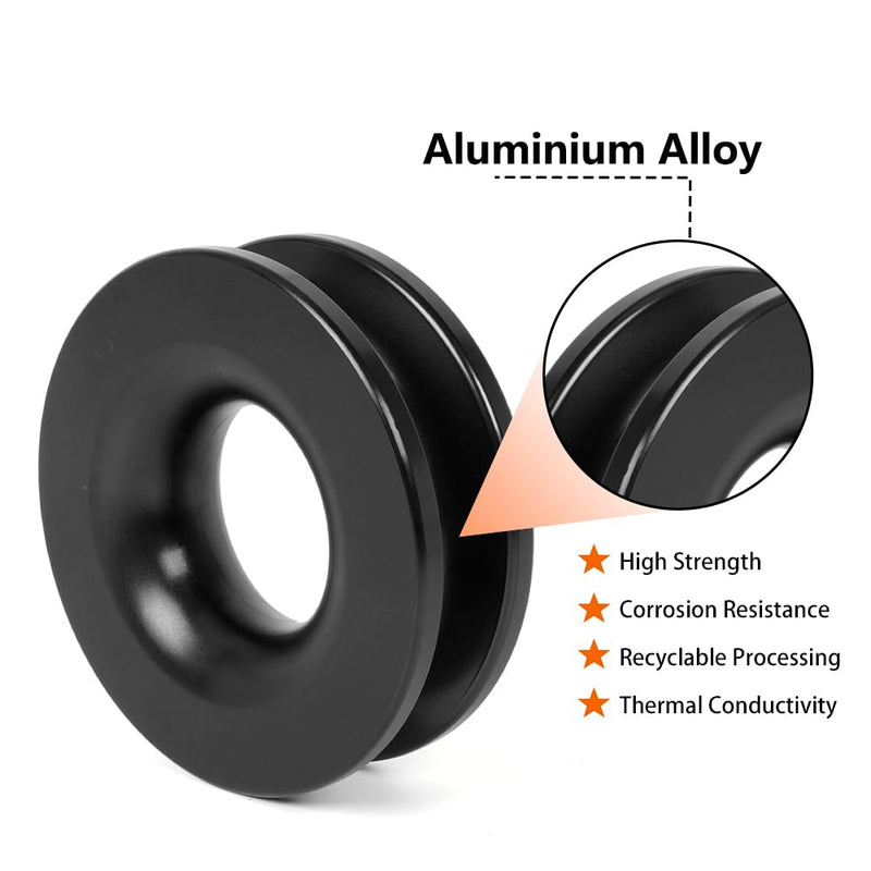 [Australia - AusPower] - BARTOO Winch Snatch Recovery Ring Aluminum 41000lb Snatch Block Ring Snatch-Ring Snatch Pulley for Soft Shackle ATV UTVï¼ˆBlackï¼‰ Black 