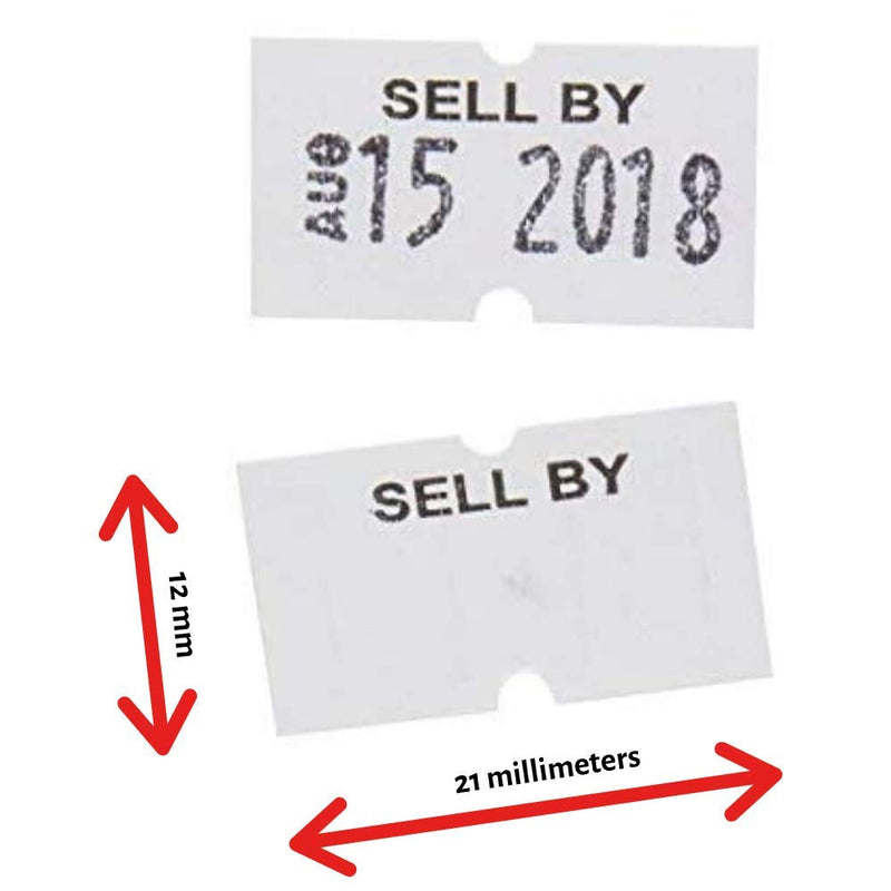 [Australia - AusPower] - Perco "Sell by" 1 Line Labels - 1 Sleeve, 8,000 Sell by Labels for Perco 1 Line Date Guns 1- Sleeve White 