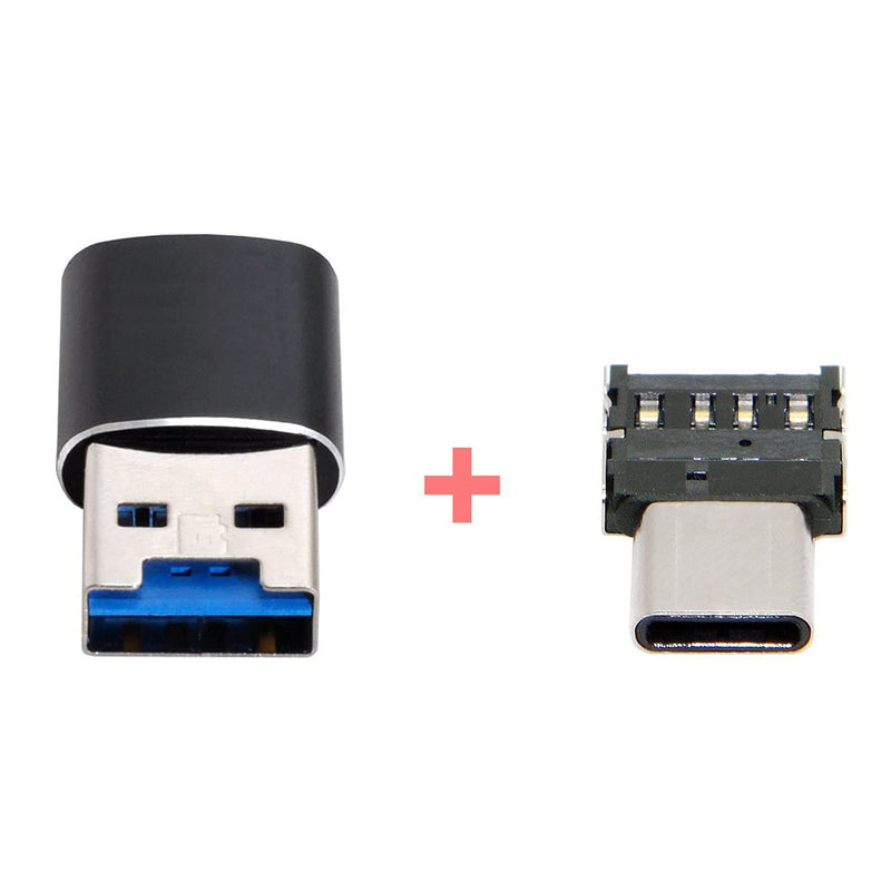[Australia - AusPower] - Cablecc USB 3.0 to Micro SD SDXC TF Card Reader with Micro Type-C USB-C OTG Adapter for Tablet/Cell Phone… Black USB3.0-TF +USB-C OTG 