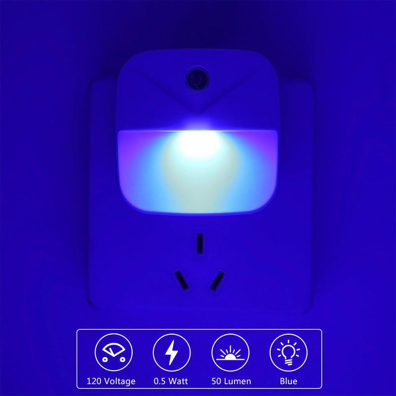 [Australia - AusPower] - KINUR 6 Pack LED Blue Night Light Plug in, Dusk to Dawn Sensor Automatic on and Off, Energy efficient, Soft Glow nightlights for Kids, Nursery, Bedroom, Bathroom, Hallway, Stairs, Kitchen 