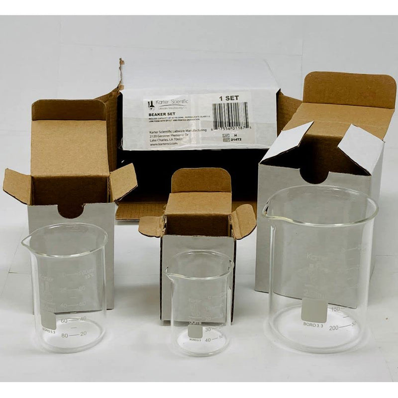 [Australia - AusPower] - Karter Scientific 214T2, 3.3 Boro, Griffin Low Form, Glass Beaker Set - 3 Sizes - 50ml, 100ml, 250ml 50 / 100 / 250mL STANDARD 