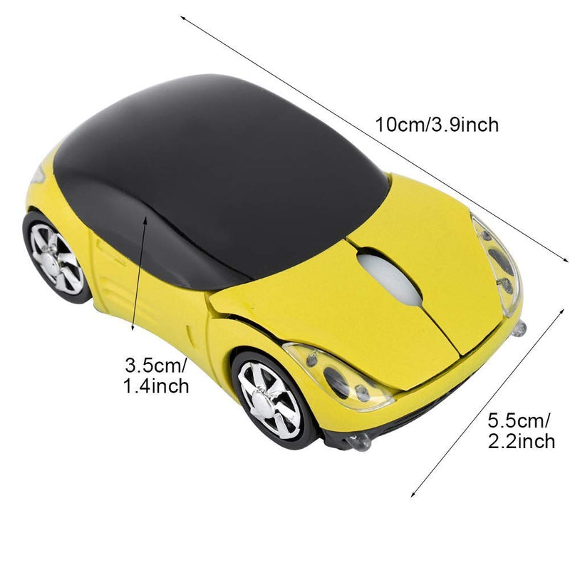 [Australia - AusPower] - ASHATA 2.4G Wireless Mouse Car Mouse with USB Reciver 1600DPI Optical Mouse for PC Computer Laptop Tablet, High Precision Cute Mouse for Win XP/Vista/Win7/ME/2000/for Mac OS (Yellow) yellow 