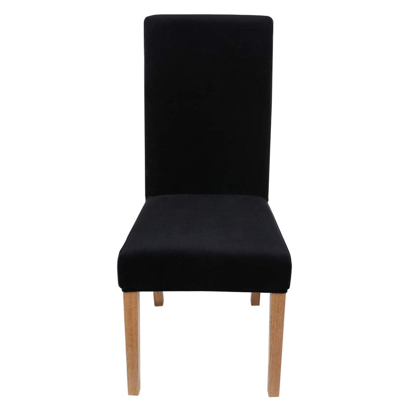 [Australia - AusPower] - Smiry Velvet Stretch Dining Room Chair Covers Soft Removable Dining Chair Slipcovers Set of 2, Black 