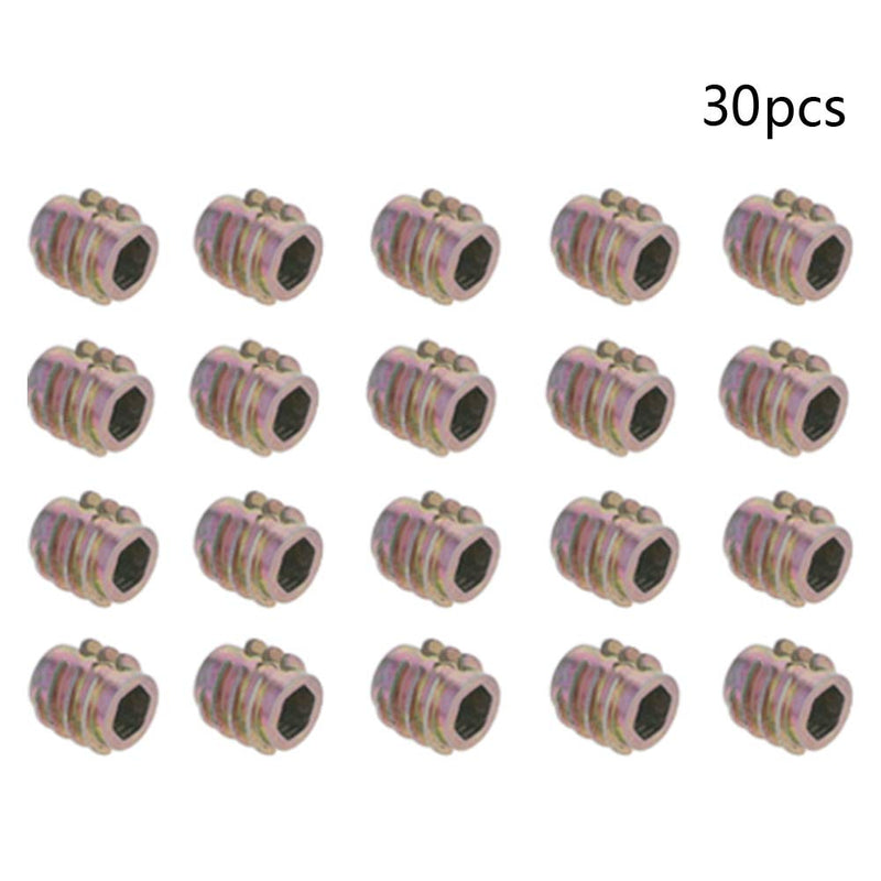 [Australia - AusPower] - MroMax M4 x 8mm Threaded Insert Nuts Zinc Alloy Hex Socket M4 Internal Threads 0.31 inch Length Bronze Tone 30pcs 
