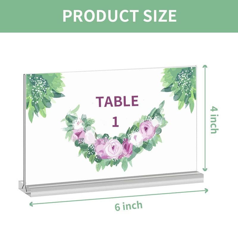 [Australia - AusPower] - Acrylic Signs Holder 4 x 6 Inches Horizontal Double Sided Clear Acrylic Frame Bottom Load Plastic Table Menu Display Stand for Homes Restaurants Offices Shops, Table Number Card Holder for Wedding (1 Pack) Horizontal-1 Pack 