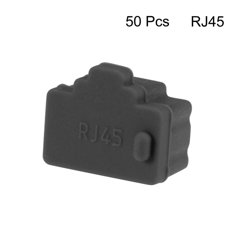 [Australia - AusPower] - uxcell 50pcs RJ45 Silicone Protectors Ethernet Hub Port Anti Dust Cap Cover 12mmx8.3mm Black 