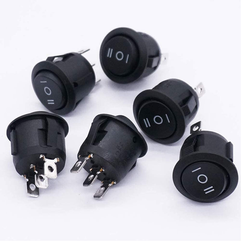 [Australia - AusPower] - Twidec/6Pcs Rocker Switch 3 Pins 3 Position ON/Off/ON AC 6A/125V 10A/250V SPDT Car Boat Black Rocker Switch Toggle（Quality Assurance for 1 Years）KCD1-5-103 