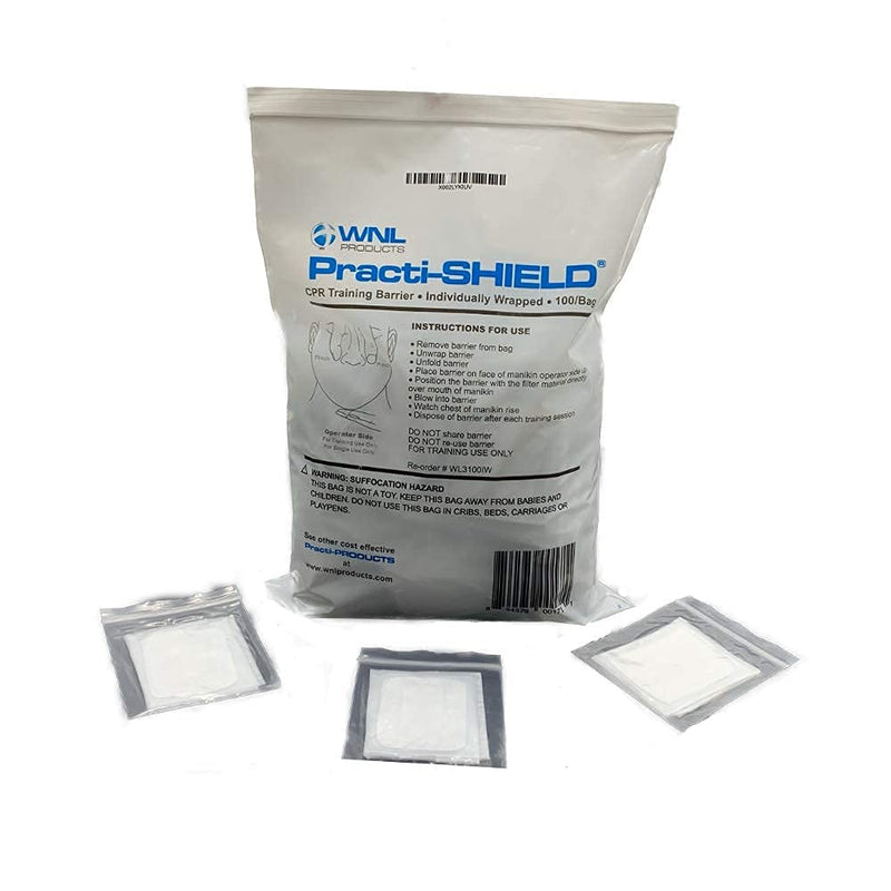 [Australia - AusPower] - WNL Products WL3100IW CPR Practi-Shield Manikin Training Protectors Individually Wrapped (100 Shields) 100 Shields 