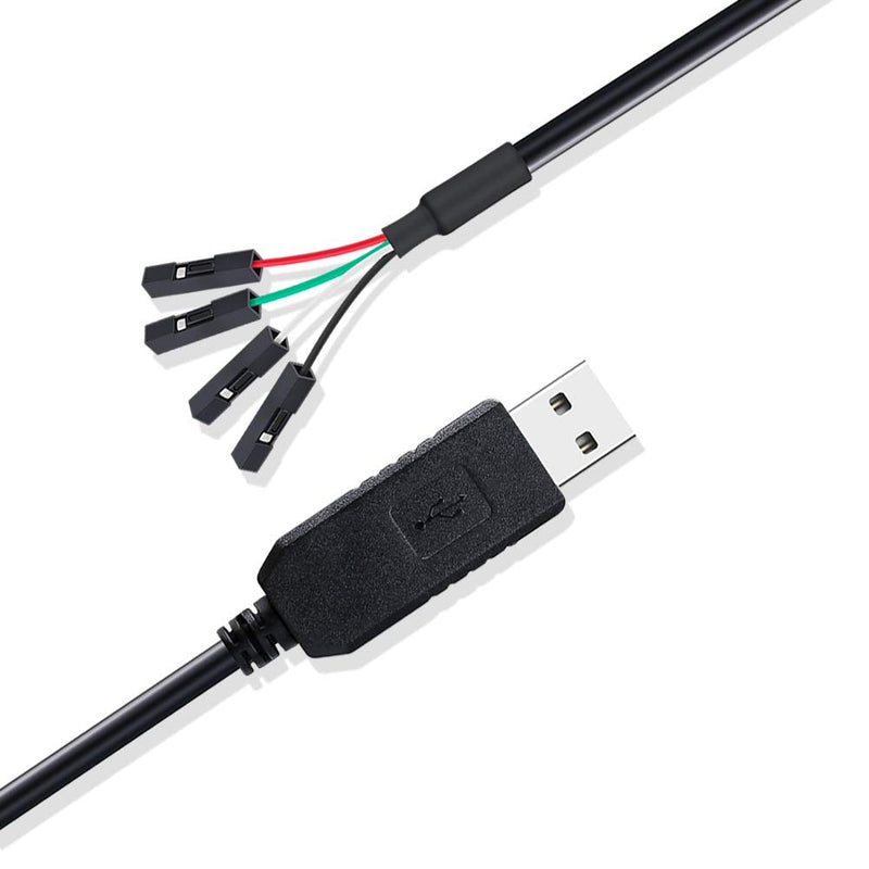 [Australia - AusPower] - DTECH USB to TTL Serial Adapter 3.3V Debug Cable TX RX Signal 4 Pin Female Socket PL2303 Prolific Chip Windows 10 8 7 XP Vista (3ft, Black) 3ft/1m 