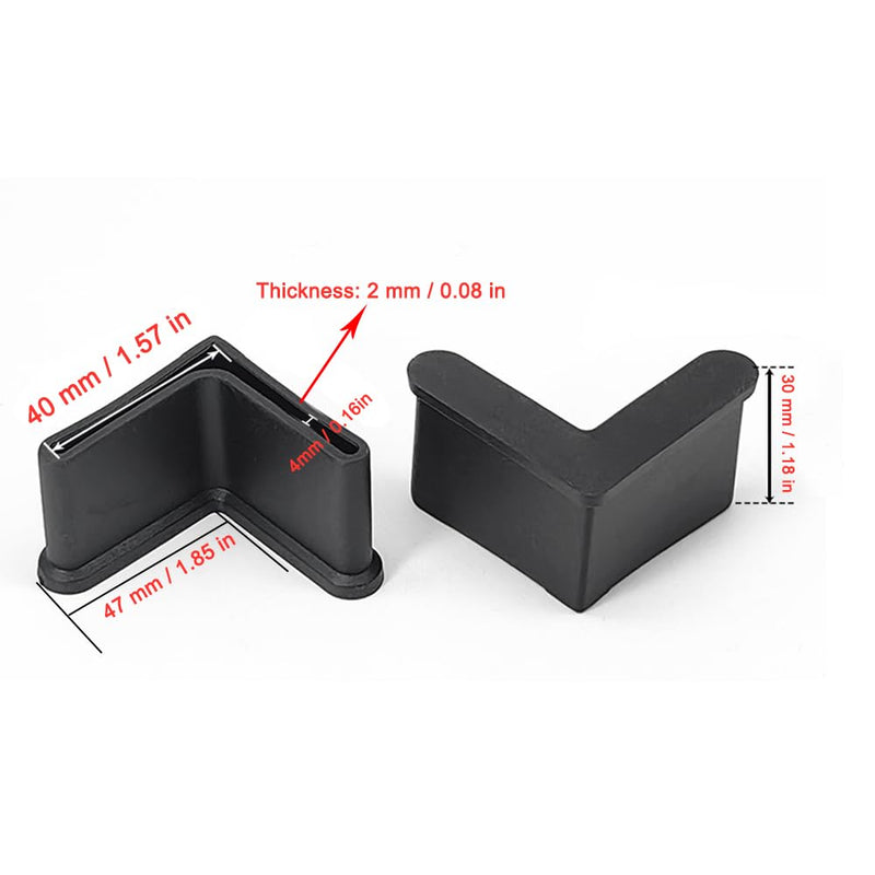 [Australia - AusPower] - 20Pcs L Shaped Rubber Angle Iron Caps, Furniture Rubber Leg Covers, Furniture Angle Iron Foot Pads, Black (1.57" x 1.57" / 40mm x 40mm) 1.57" x 1.57" / 40mm x 40mm 
