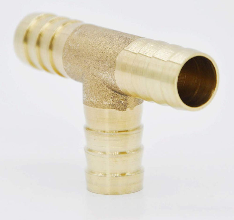 [Australia - AusPower] - YOUHO 5 pcs 1/4"(7mm) Brass Tee Barb Fittings for 1/4" ID Hose,15 pcs Stainless Steel Pipe Clamps,3 Way Union Intersection for Water/Fuel/Air(tee Hose Connector) 