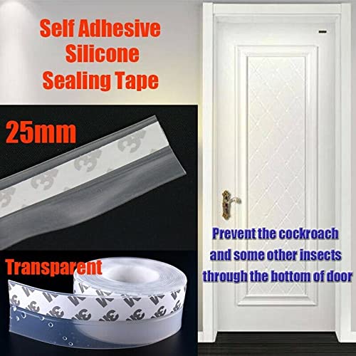 [Australia - AusPower] - Weather Stripping Door Seal Strip, Ablink Adhesive Door Sealing Strip for Doors and Windows Gaps, Silicone Door Sealing Sticker Door Draft Stopper 25mm 