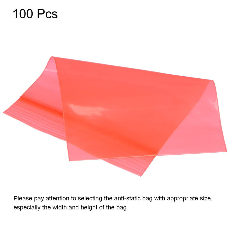 [Australia - AusPower] - MECCANIXITY Anti Static Bags Shielding Bag 2.8x4.3inch(7x11cm) Red Transparent Resealable for Hard Drive HDD SSD 100pcs 