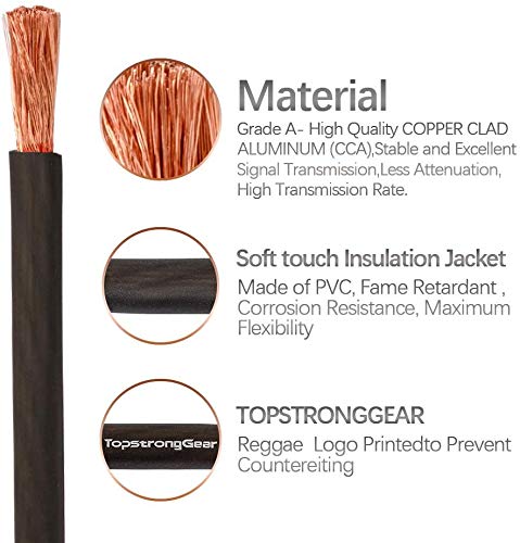 [Australia - AusPower] - TOPSTRONGGEAR 8 Gauge Black 25ft Power/Ground Wire True 8 AWG Power Wire-True Spec and Soft Touch Cable (Black) 
