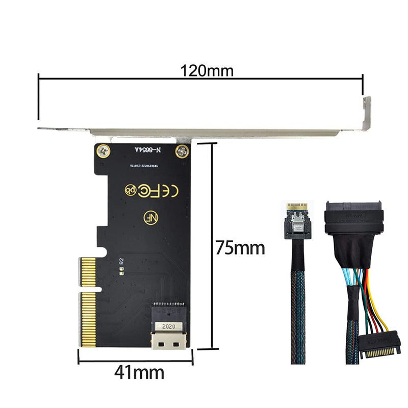 [Australia - AusPower] - NFHK PCI-E 3.0 4.0 to SFF-8654 Slimline SAS Card Adapter and U.2 U2 SFF-8639 NVME PCIe SSD Cable for Mainboard SSD 