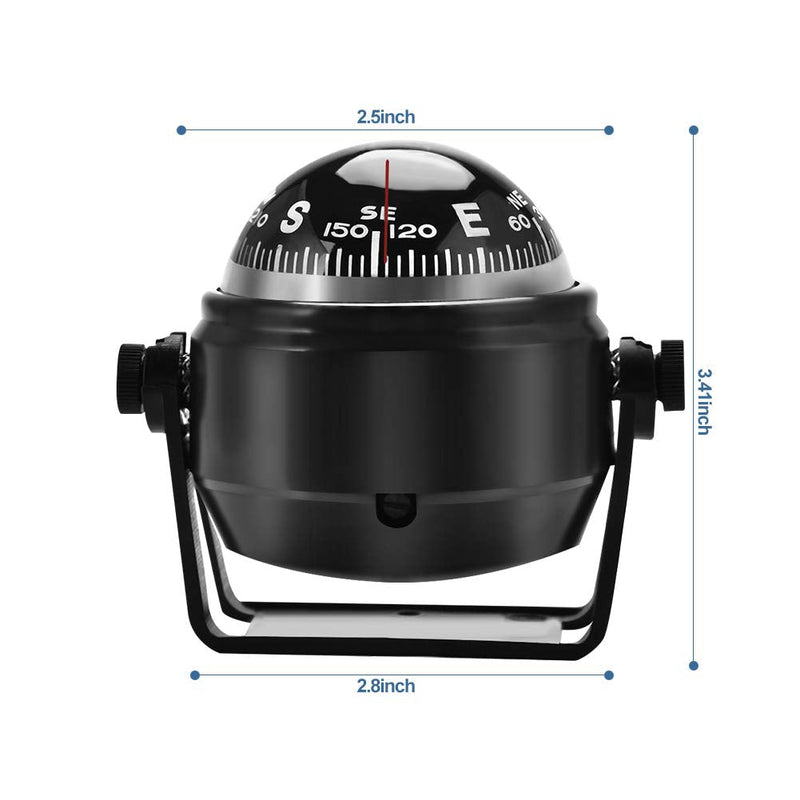 [Australia - AusPower] - Yosoo Health Gear Boat Compass, Adjustable Marine Ball Night Vision Compass, Navigation Marine Compass with Adjustable Mounting Bracket for Car Watercraft Boat Caravan Truck 