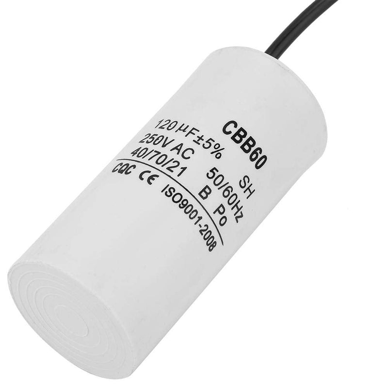 [Australia - AusPower] - Vikye CBB60 Run Capacitor 250V AC 120uF 50/60Hz with Wire Lead Run Round Capacitor for Motor Air Compressor, Air Conditioners, Compressors and Motors 