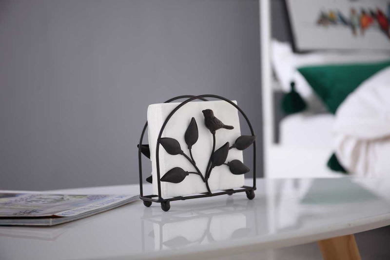 [Australia - AusPower] - Cast Iron Bird & Tree Classic Napkin Holder/Tabletop Freestanding Tissue Dispenser, Turquoise 