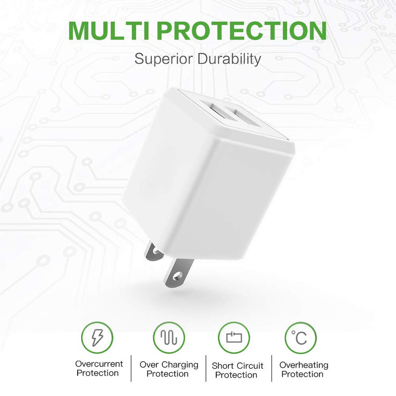 [Australia - AusPower] - Wall Charger, 2.1A 12W Dual Port Portable Universal USB Wall Charger for Apple iPhone,iPad, Samsung Galaxy, HTC Nexus Moto BlackBerry, Bluetooth Speaker Headset & Power Bank, White (2-Pack) 