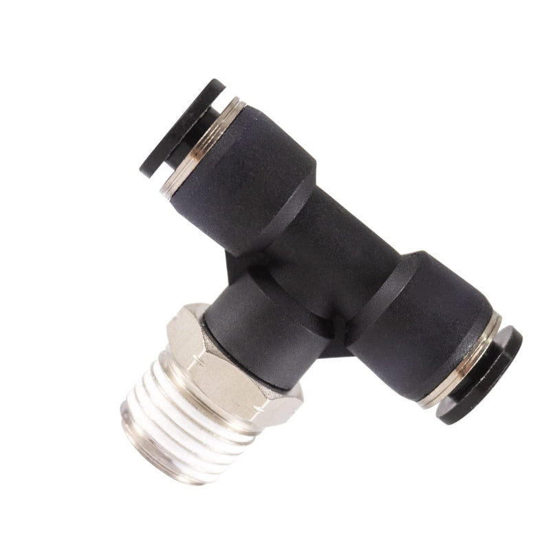 [Australia - AusPower] - Male Branch Tee Push to Connect Air Line Fittings 1/4"OD x 1/4"NPT Thread Quick Release Connectors 3 Way Shaped Union Adapter Fitting 