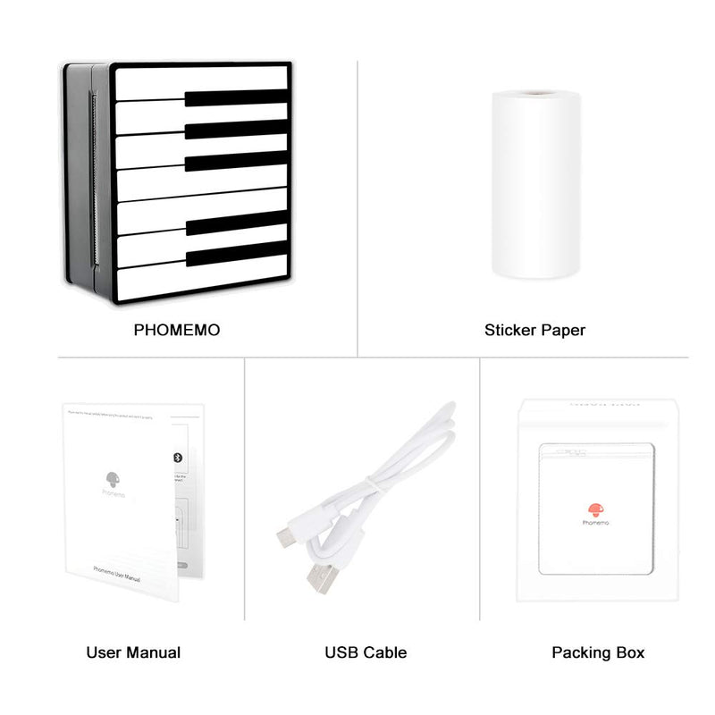 [Australia - AusPower] - Phomemo M02 Portable Printers- Wireless Bluetooth Mini Pocket Photo Printer Compatible with iOS and Android Systems for Plan Journal, Child Painting, Graffiti, Study, Work, Enlightening Education Black and White 