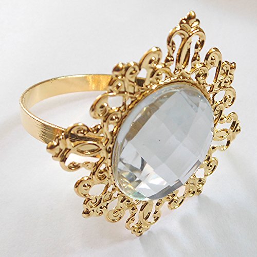 [Australia - AusPower] - Tangpan 10pcs Gold-Light Napkin Ring Rhinestones Napkin Rings for Weddings Pearl Napkin Rings Shiny (Clear) Clear 