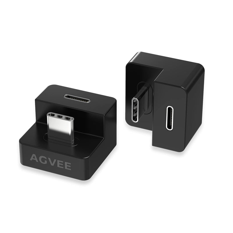 [Australia - AusPower] - AGVEE [1 Pack] USB-C U-Shaped Adapter, 180 Degree Angled Type-C Female to Male Converter (Type-C 3.2 Gen 2) Video Audio 10G Data Extension Coupler Connector for Portable Display Monitor, Laptop, Black 